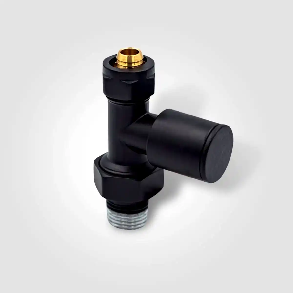 16x2 Rakorlu PEX Mat Siyah Düz Radyatör Vanası