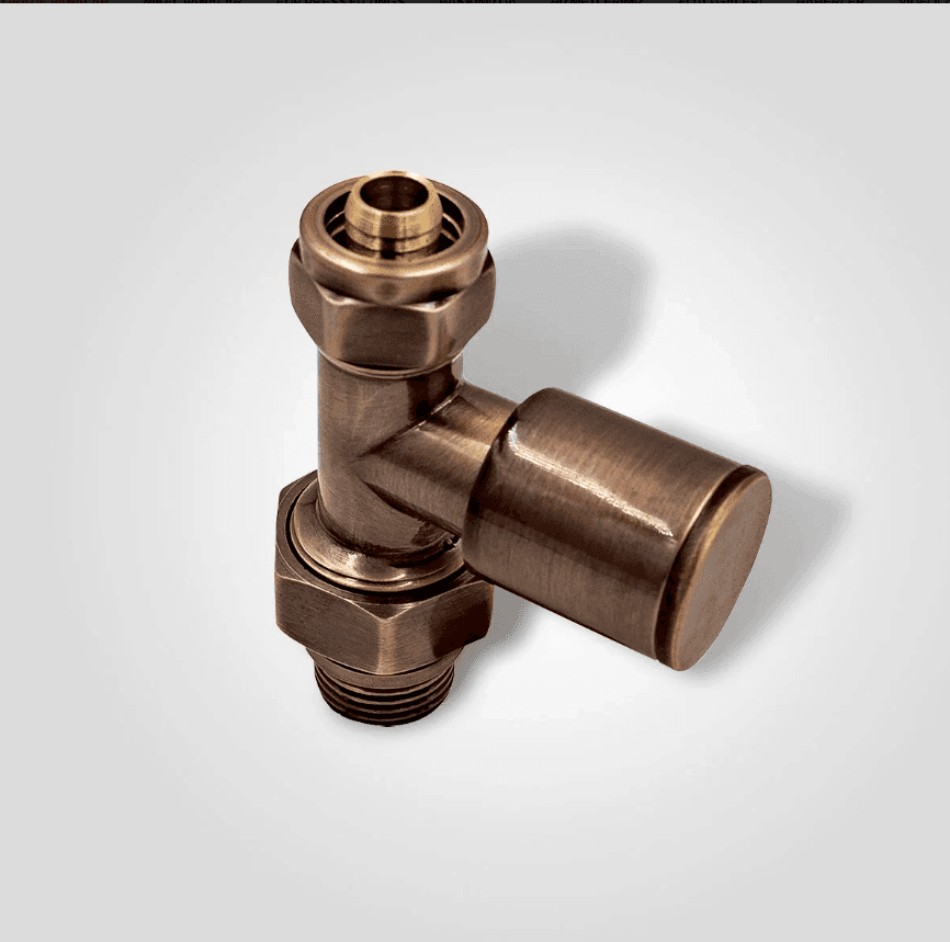  16/2 Rakorlu Bakır Eskitme Düz Radyatör Vanası 