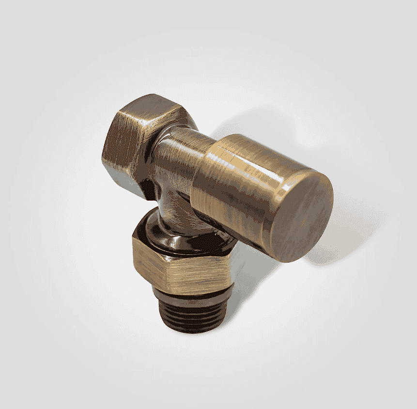 1/2” EDP Sarı Eskitme Köşe Radyatör Vanası – Antik Pirinç Dekoratif Köşe Vana