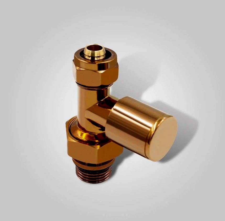 16x2 Rakorlu PEX Rose Gold Düz Radyatör Vanası – Dekoratif Pirinç Isıtma Kontrol Vanası