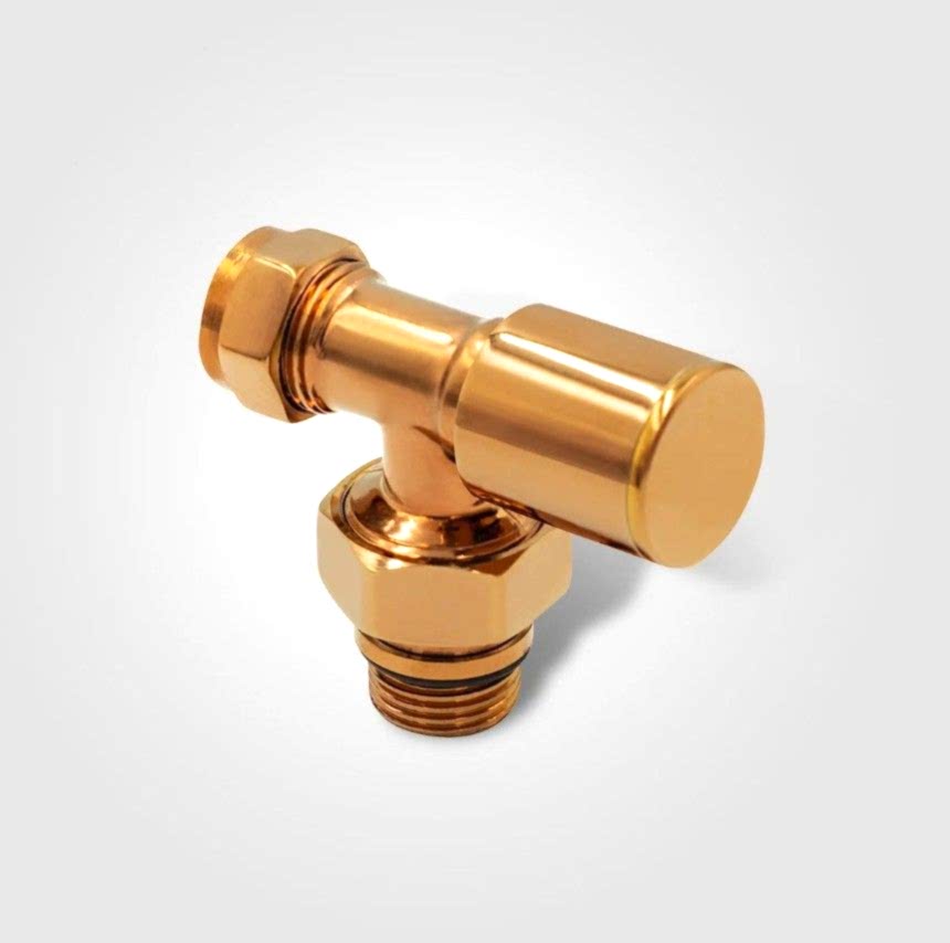 16x2 Rakorlu PEX Rose Gold Köşe Radyatör Vanası – Dekoratif Pirinç Isıtma Kontrol Vanası