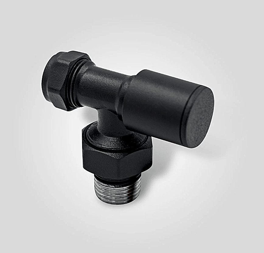 16x2 Rakorlu PEX Mat Siyah KÖŞE Radyatör Vanası